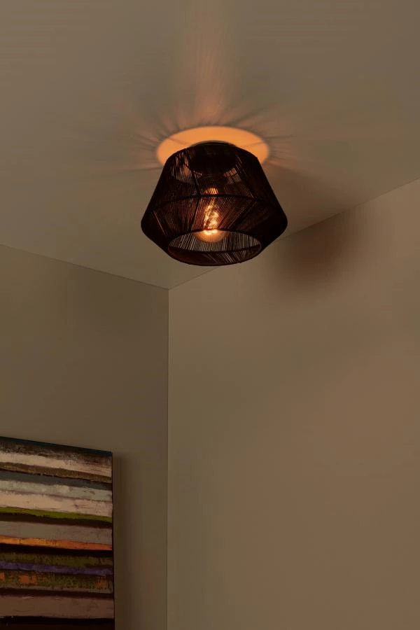 Lucide JESSICA - Plafonnière - Ø 30 cm - 1xE27 - Zwart - sfeer 1